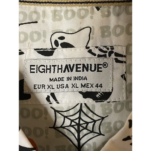 New Eighth Avenue Mens Skull Bones Short Sleeve Button Down Shirt Sz XL - Picture 6 of 8